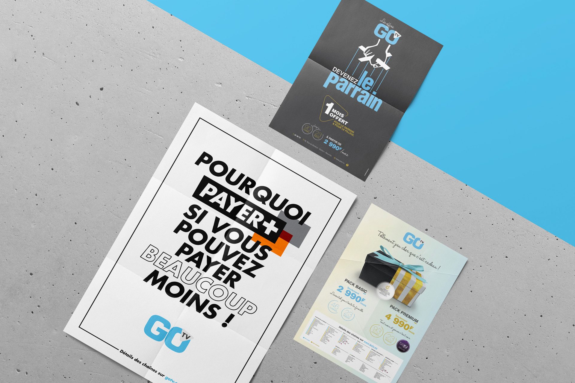 Webdesign / Publicité / campagne / graphisme pour la communication de GoTv en Nouvelle-Calédonie