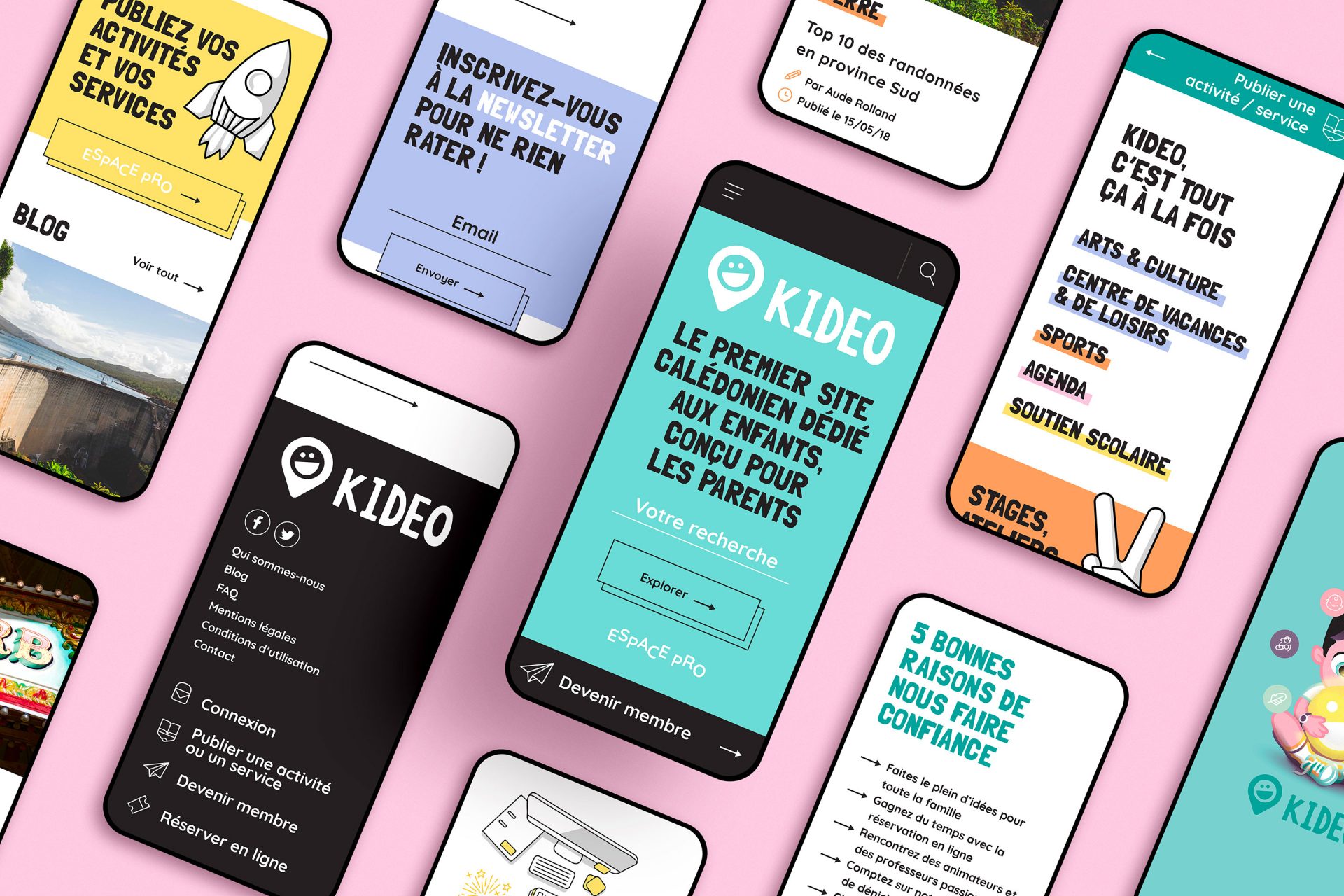 Webdesign / graphisme / édition pour le site internet Kideo en Nouvelle-Calédonie