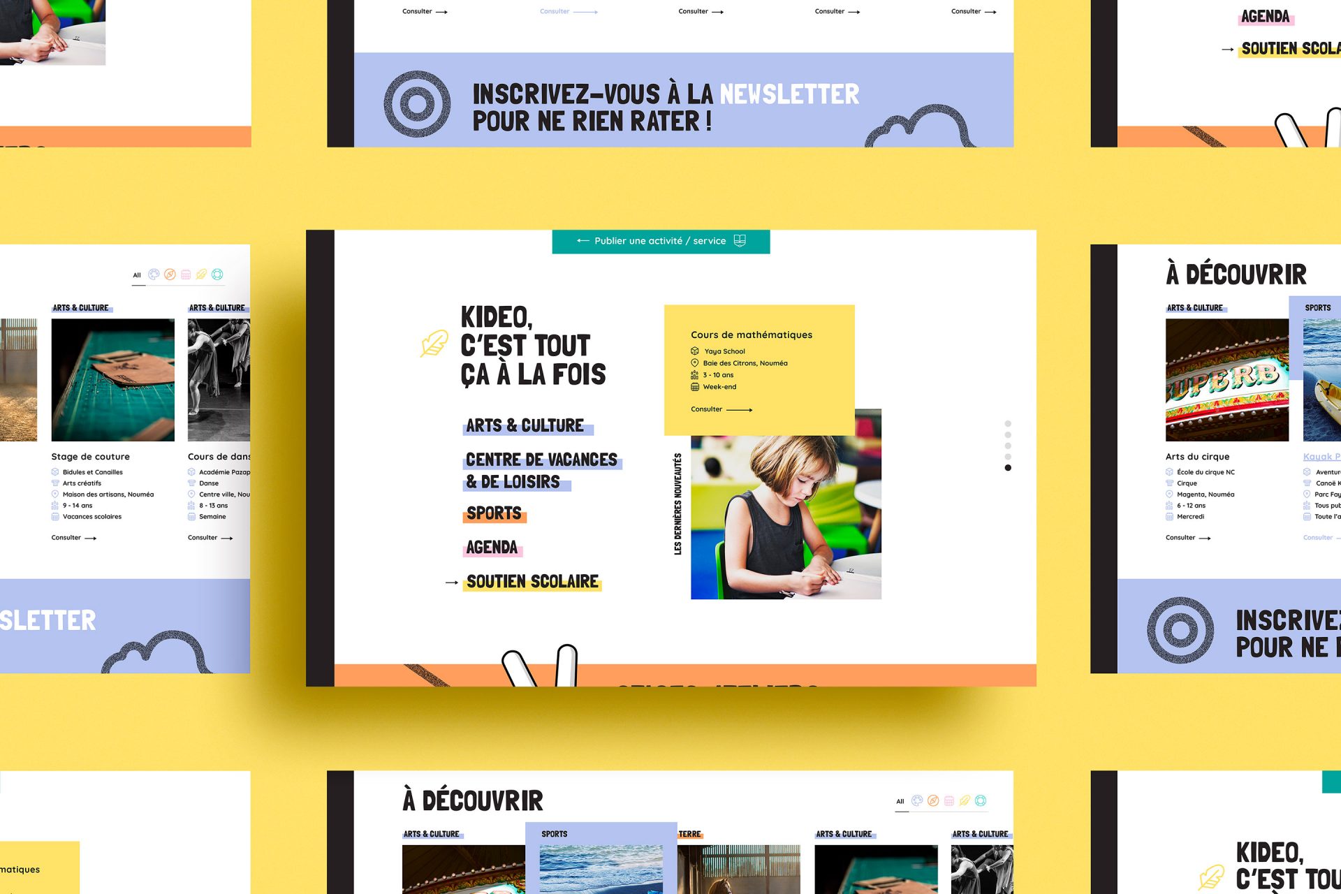 Webdesign / graphisme / édition pour le site internet Kideo en Nouvelle-Calédonie