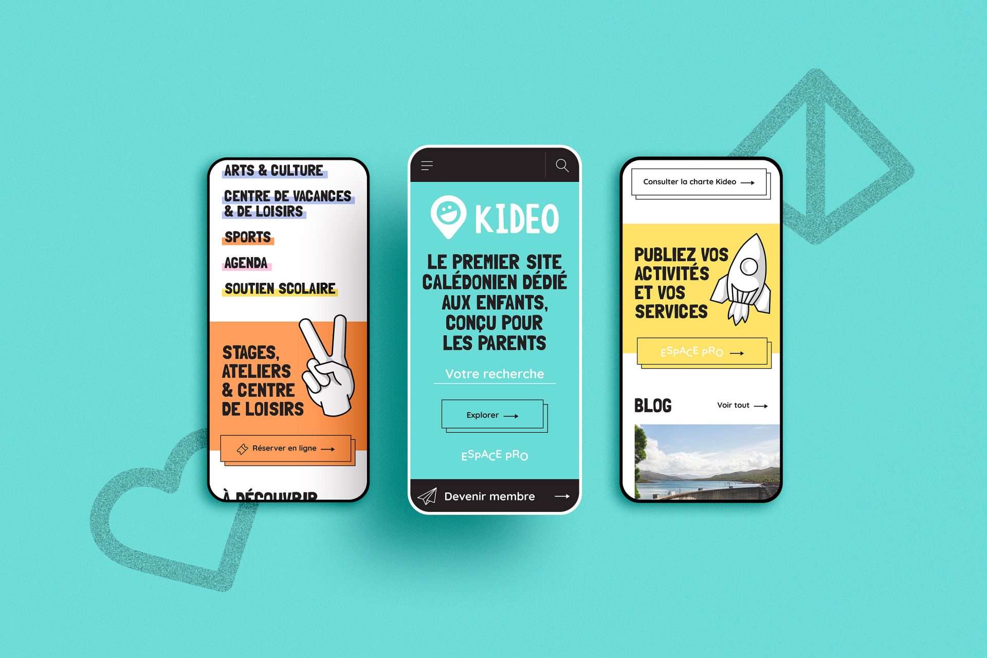 Webdesign / graphisme / édition pour le site internet Kideo en Nouvelle-Calédonie