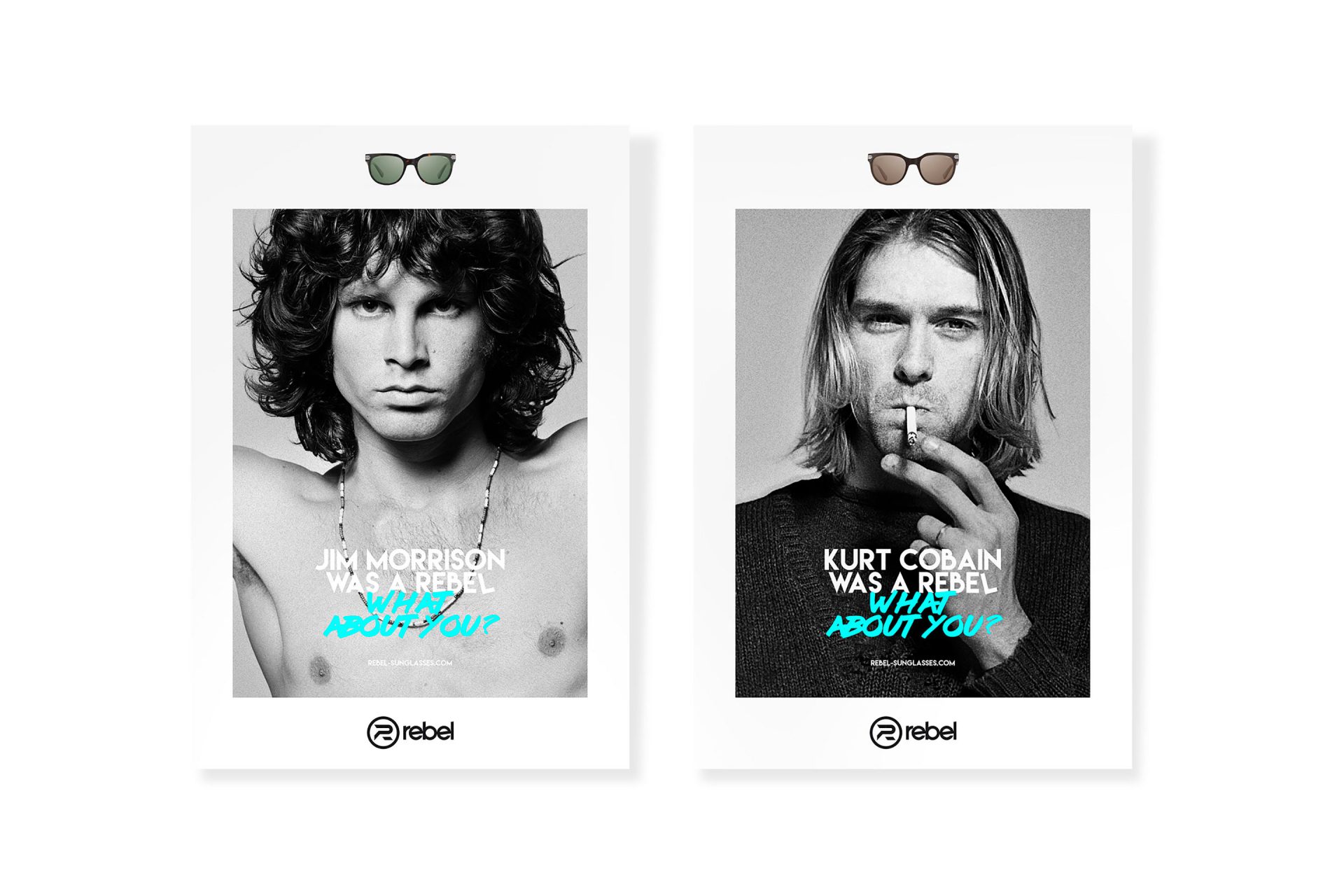 Publicité / campagne / affiche / graphisme pour la communication de Rebel Sunglasses