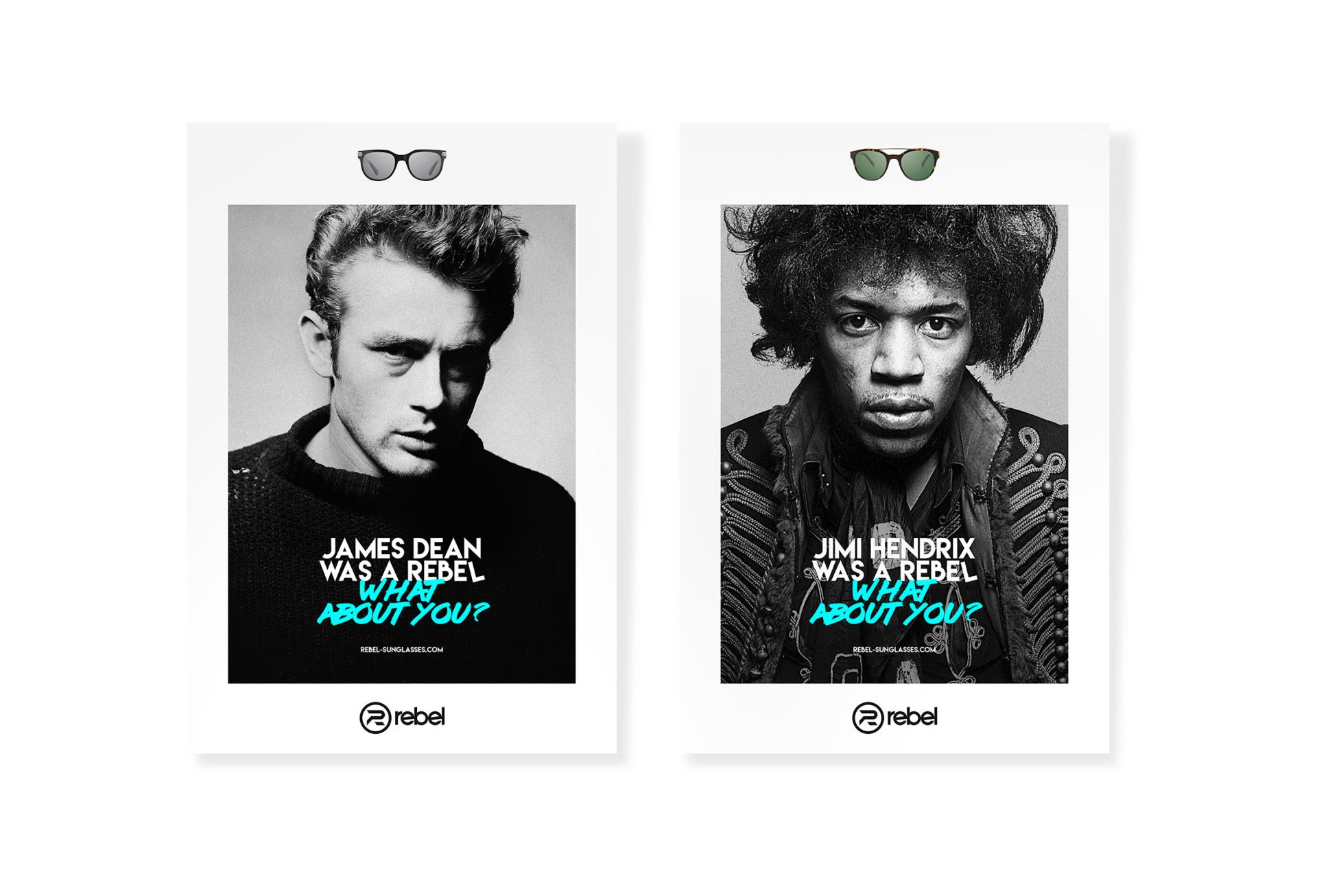 Publicité / campagne / affiche / graphisme pour la communication de Rebel Sunglasses